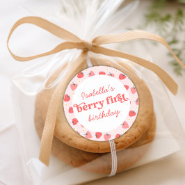 Berry First Birthday Strawberry Runder Aufkleber