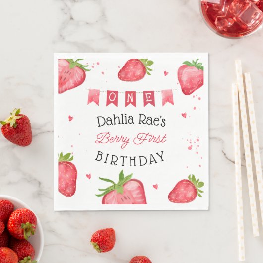 Berry First Birthday Strawberry Serviette (Beispiel)