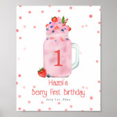 Berry First Birthday Strawberry Smoothie Poster (Vorne)