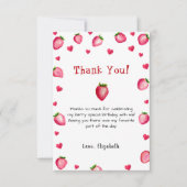 Berry First Birthday Strawberry Summer Gingham 1. Dankeskarte (Vorderseite)