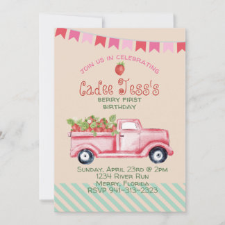 Berry First Birthday Strawberry Thema Einladung