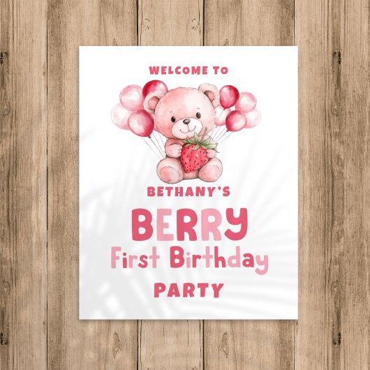 Berry First Birthday Strawberry Willkommen im Part Poster