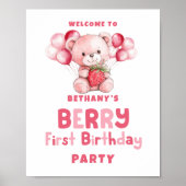 Berry First Birthday Strawberry Willkommen im Part Poster (Vorne)