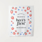 Berry First Birthday Strawberry Willkommen Wandteppich (Vorderseite)