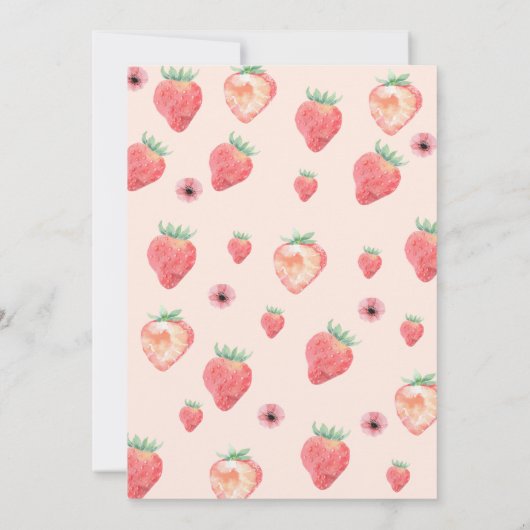 Berry First Birthday Stylish Pink Strawberry Einladung (Rückseite)