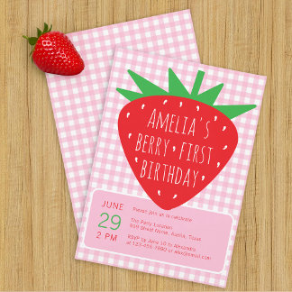 Berry First Birthday Summer Girl Strawberry Party Einladung