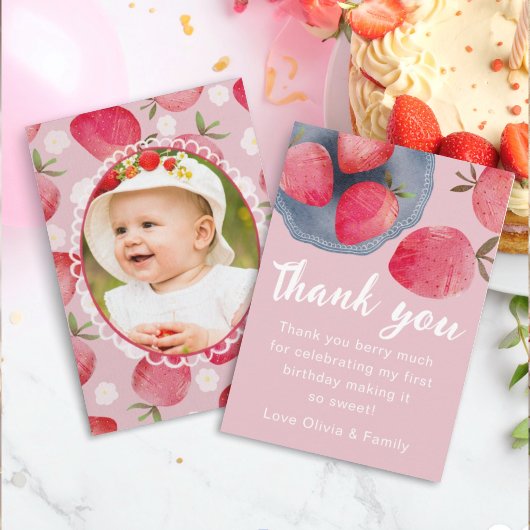 Berry First Birthday Thank You Card Dankeskarte