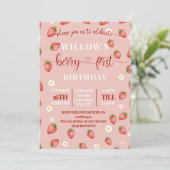 Berry First Birthday Themed Party Einladungen (Stehend Vorderseite)