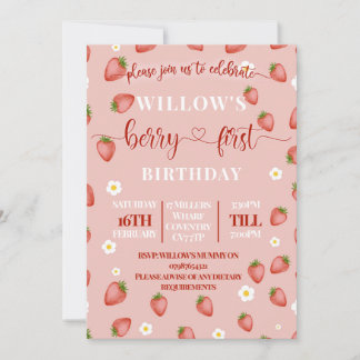 Berry First Birthday Themed Party Einladungen