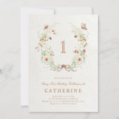 Berry First Birthday Wreath Garden Party Einladung (Vorderseite)