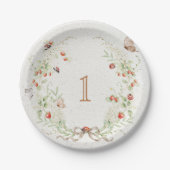 Berry First Birthday Wreath Garden Party Pappteller (Vorderseite)