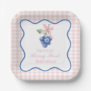 Berry First Blaubeer Geburtstag Pinke Schleife Coq Pappteller