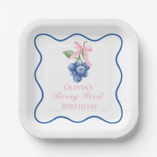 Berry First Blaubeer Geburtstag Pinke Schleife Coq Pappteller