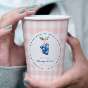 Berry First Blaubeer Geburtstag Rosa Schleife Ging Pappbecher