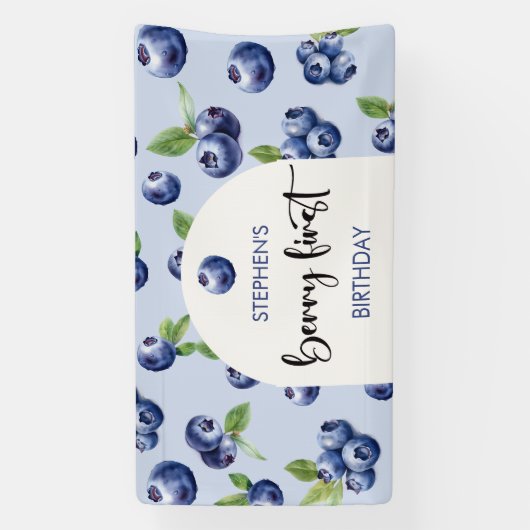 Berry first blueberries Kindergeburtstag Banner (Vertikal)