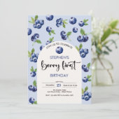 Berry first blueberries Kindergeburtstag Einladung (Stehend Vorderseite)