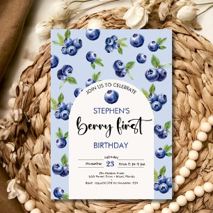 Berry first blueberries Kindergeburtstag Einladung