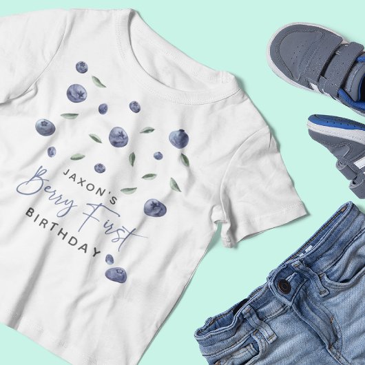 'Berry First' Blueberry 1. Geburtstag Baby T-shirt