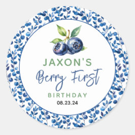 Berry First Blueberry 1. Geburtstag Party Runder Aufkleber