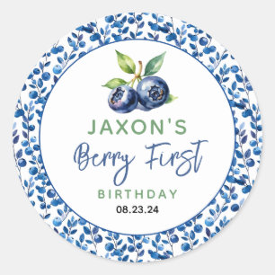 Berry First Blueberry 1. Geburtstag Party Runder Aufkleber