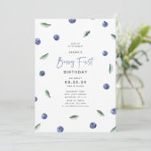 'Berry First' Blueberry 1. Geburtstags-Party Einladung (Stehend Vorderseite)