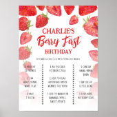 Berry First Boho Strawberry Birthday Milestone Poster (Vorne)