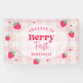 Berry First Cute 1. Geburtstag Erdbeere Banner (Horizontal)