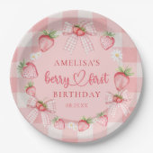 Berry First Cute 1. Geburtstag Erdbeere Pappteller (Vorderseite)