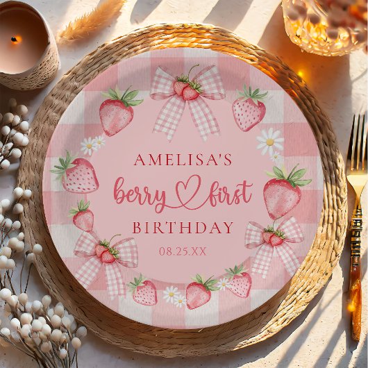 Berry First Cute 1. Geburtstag Erdbeere Pappteller