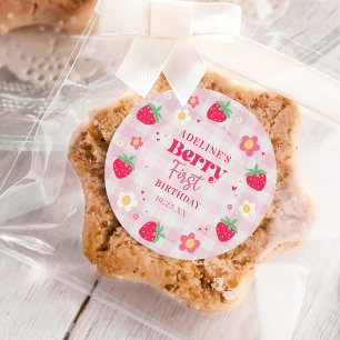 Berry First Cute 1. Geburtstag Erdbeere Runder Aufkleber