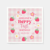 Berry First Cute 1. Geburtstag Erdbeere Serviette (Vorderseite)