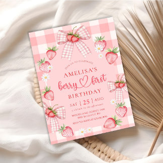 Berry First Cute 1st Birthday Strawberry Einladung