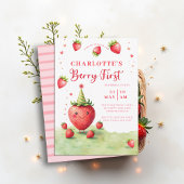 Berry First Cute Strawberry Patch 1st Birthday Einladung