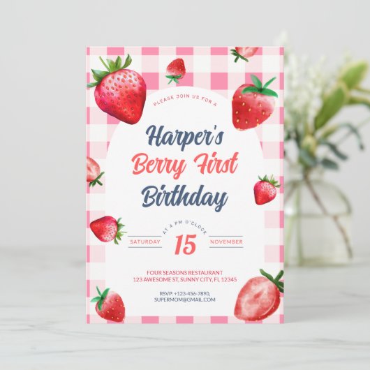 Berry First Einladung (Stehend Vorderseite)