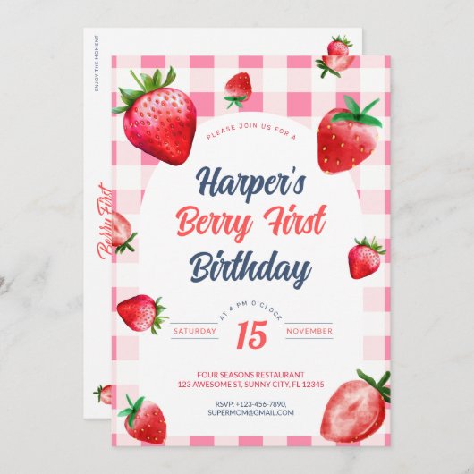 Berry First Einladung (Vorne/Hinten)