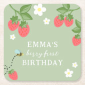 Berry First Erdbeer-Geburtstagsfeier Rechteckiger Pappuntersetzer (Vorderseite)