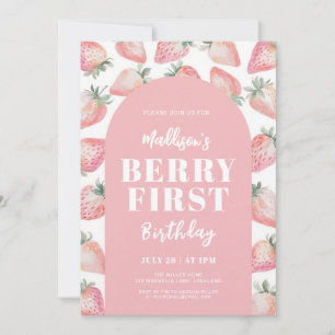 Berry First Erdbeere 1. Geburtstag Mädchen Einladung