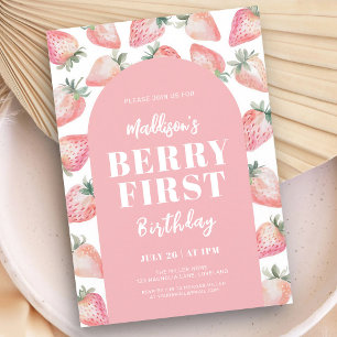 Berry First Erdbeere 1. Geburtstag Mädchen Einladung
