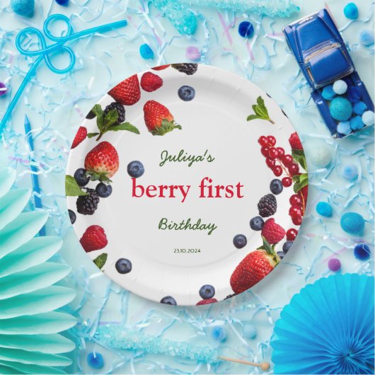 Berry First Geburtday Foto Pappteller (Party)