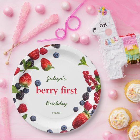 Berry First Geburtday Foto Pappteller (Party)