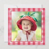 Berry First Giant Strawberry Foto 1. Geburtstag Einladung (Rückseite)