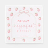 Berry First Girl Birthday Paper Napkin Serviette (Vorderseite)