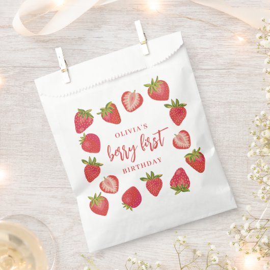 Berry First Girls Erdbeere Personalisiert Geburtst Geschenktütchen (Ausgeschnitten)