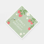Berry First Girls Strawberry First Birthday Party Serviette (Ecke)