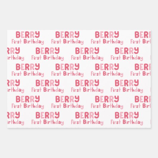 Berry First Happy Birthday Name Strawberry Geschenkpapier Set (Vorderseite 2)