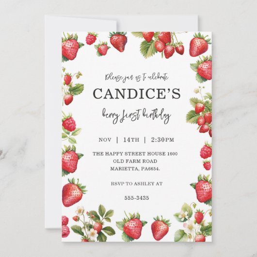 Berry First Invitation for Birthday Fruit Party  Einladung (Vorderseite)