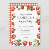 Berry First Invitation for Birthday Fruit Party  Einladung (Vorne/Hinten)