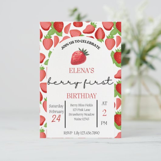 Berry First Invite Einladung (Stehend Vorderseite)