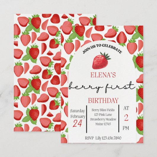 Berry First Invite Einladung (Vorne/Hinten)