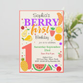 Berry First Obstfrucht Kindergeburtstag Einladung (Stehend Vorderseite)